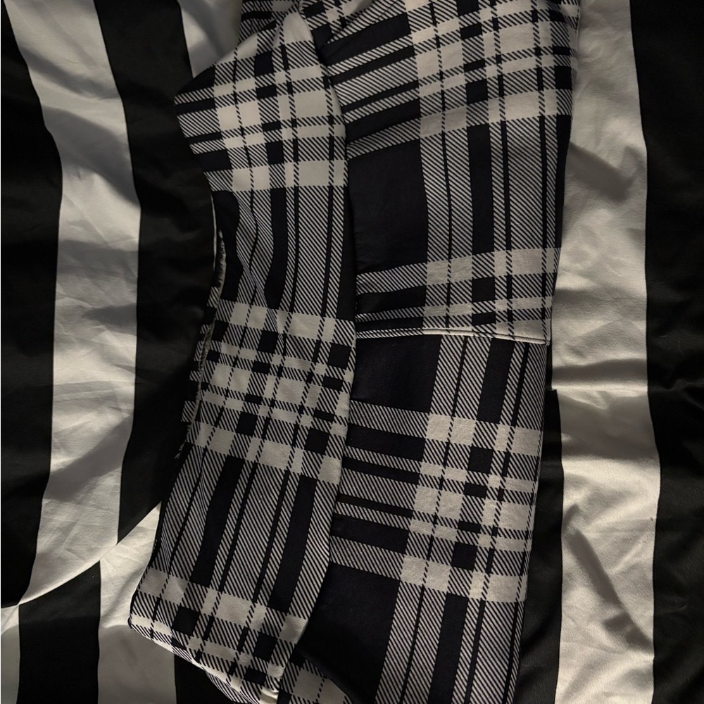 Navy blue and White Plaid pants